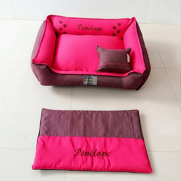 Kit Caminha em Brim + Jogo Americano- G- 100% Algodão Pink- Tradicional