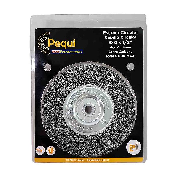 Escova de Aço Ondulado Circular Carbono 6 x1/2" Pequi 12237