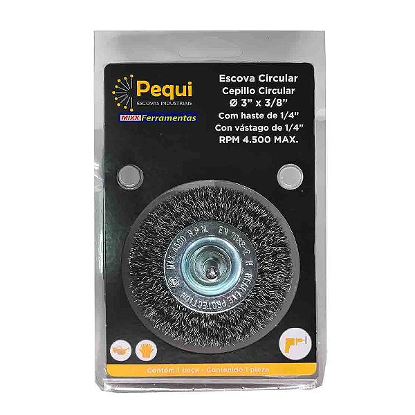 Escova de Aço Ondulado Circular Haste 75 x10 Pequi 3383