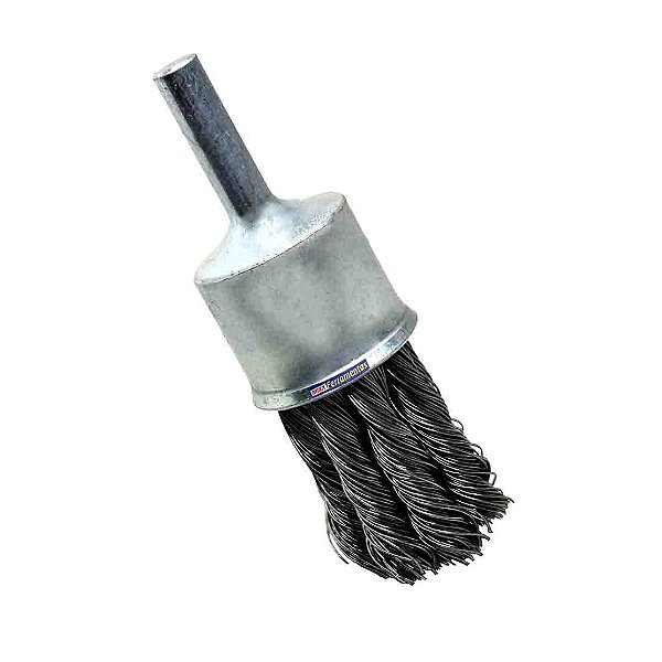 Escova de aço tipo pincel arame ondulado 7/8" com haste 1/4"  4143