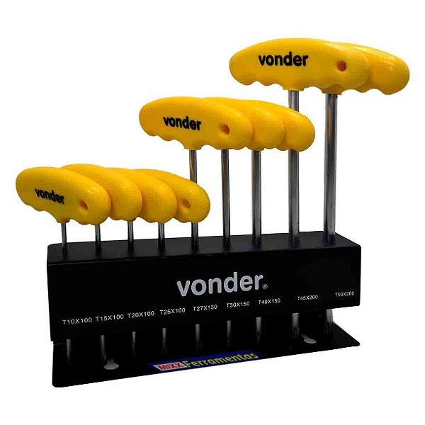 Jogo Chave Hexalobular T10-t50 9 Peças Com Cabo 7612