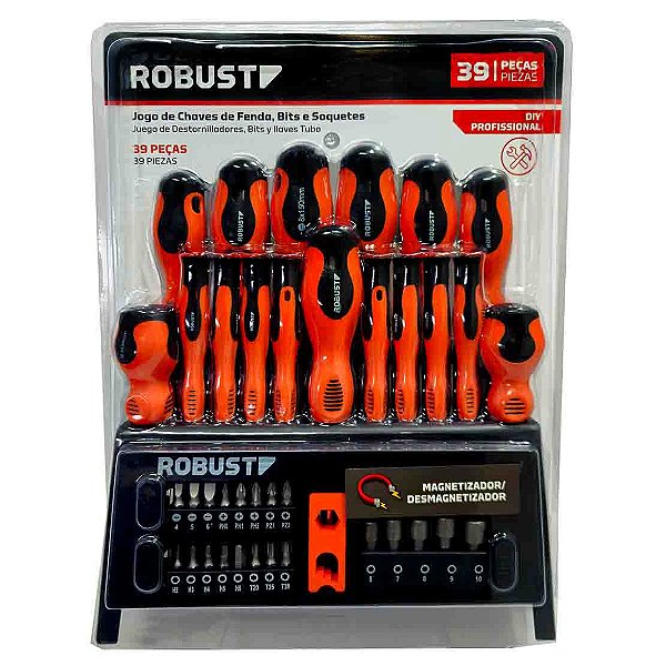 Jogo de Chaves Fenda Bits Soquetes 39 Peças ROBUST 5165