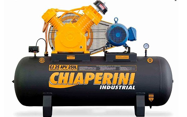 Compressor de Ar alta pressão 25 pcm 250 litros Chiaperini CJ 25 APV 250L * 13212