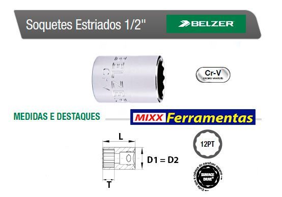 Soquete Estriado 32mm x 1/2" Sata / Belzer * 2428