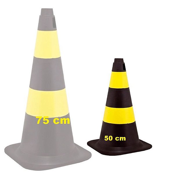 Cone De Sinalização 50cm Preto E Amarelo * 9734