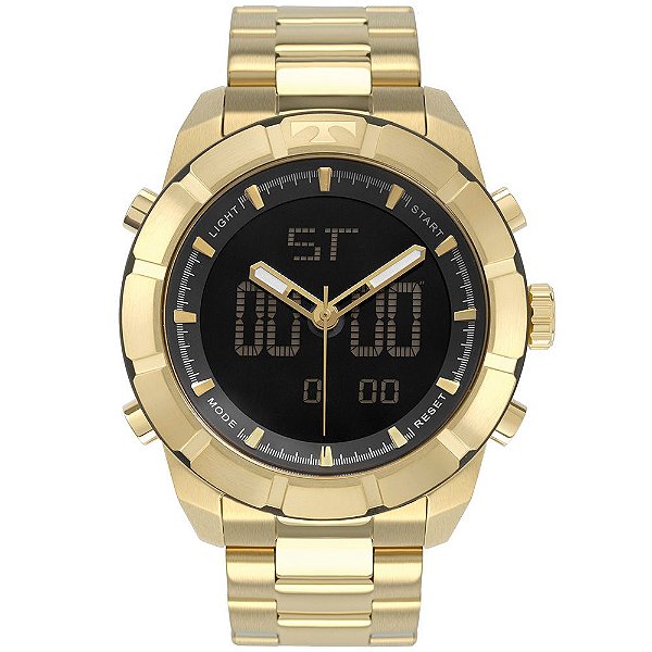 Relógio Technos Masculino Anadigi Dourado e Preto BJ3340AC4P