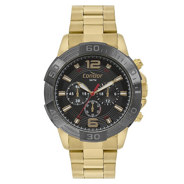 Relógio Condor Dourado e Preto Masculino COVD54AY4P