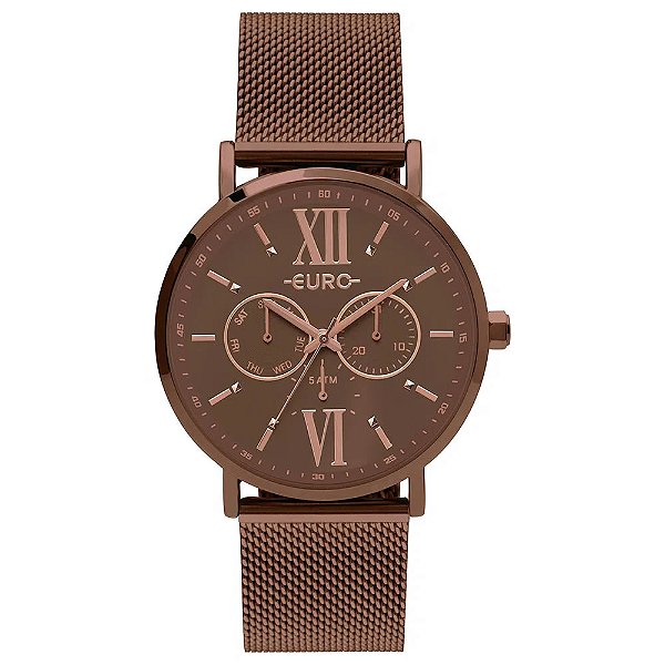 Relógio Euro Feminino Multiglow Marrom Multifunção EU6P29AHS4M