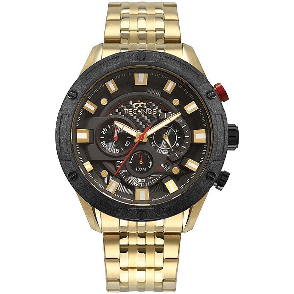 Relógio Technos Masculino Dourado e Preto JS25CE4P