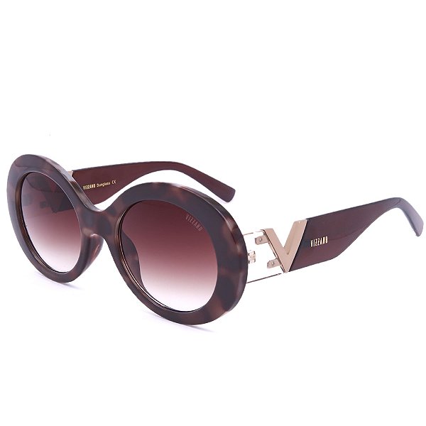 Óculos de Sol Solar Vizzano Ouro 132S C200 Redondo Marrom