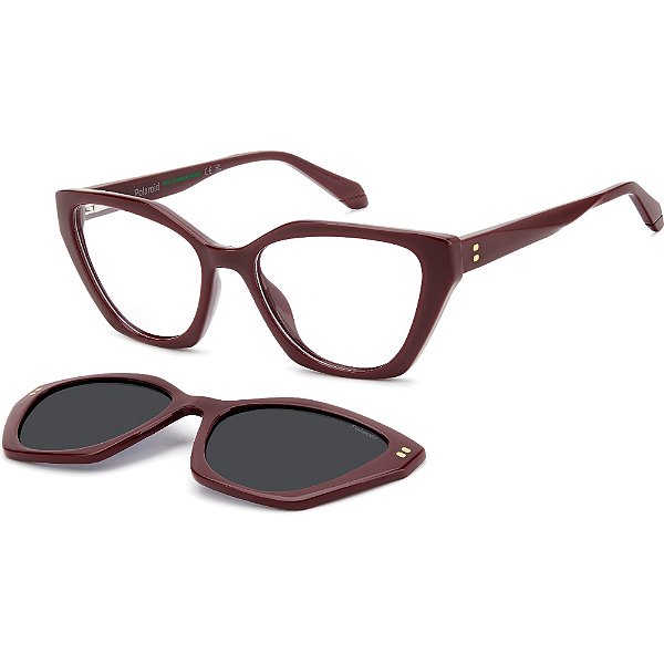Óculos de Sol Polaroid D637C LHF 5417 ClipOn Bordô Feminino