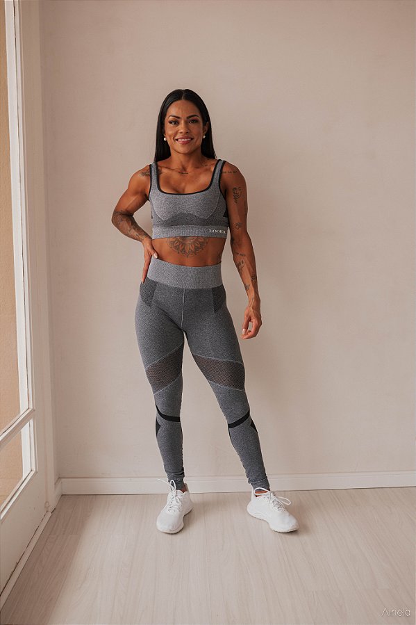 Legging Seamless Cinza Mescla Alvejado