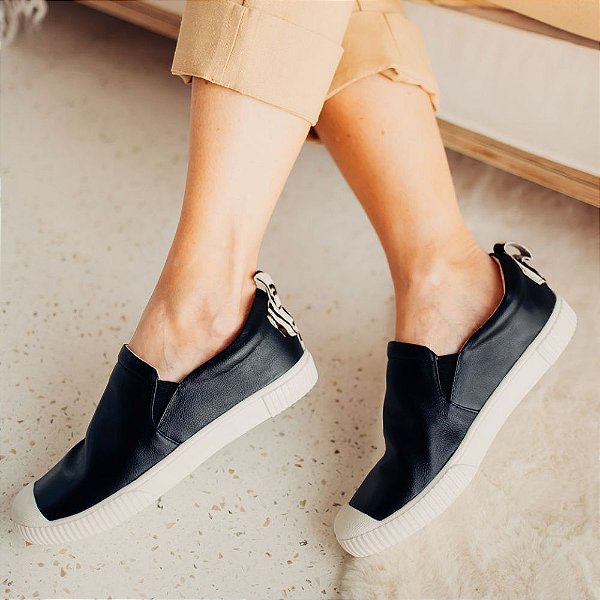 tenis preto slip on - Mãe sem Coque