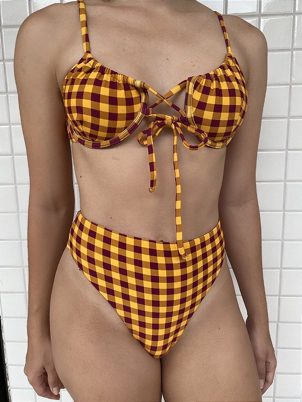Conjunto Calça Alta Xadrez