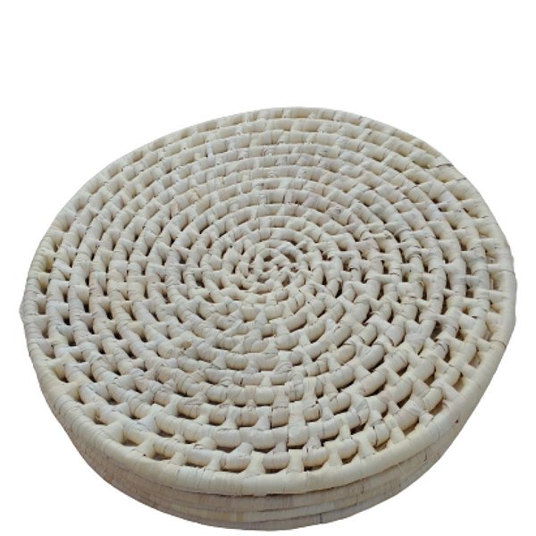 Sousplat de Palha Natural  Modelo Ponto Aberto Tamanho 30 cm 10 Unidades