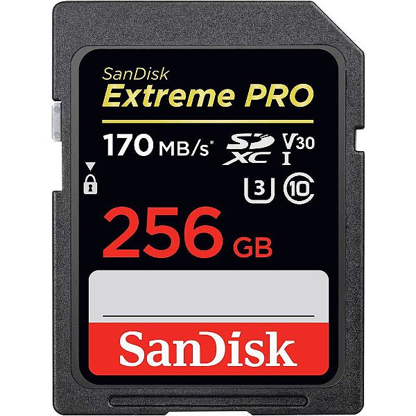 Cartão de Memória SanDisk SDXC Extreme Pro 256GB 170 MB/s