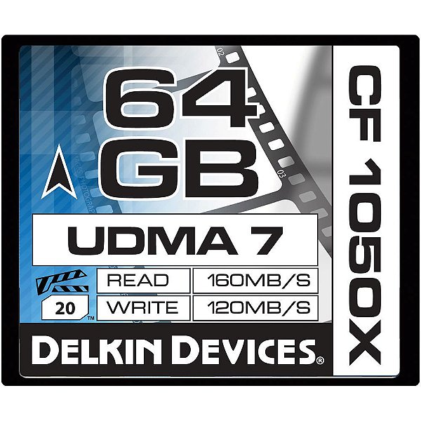 Cartão de Memória Delkin 1050x Compact Flash 64GB 160 MB/s UDMA 7 Cinema Usado