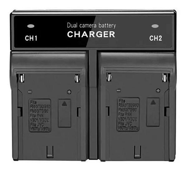 Carregador Duplo para Baterias NP-F550/970/FM50