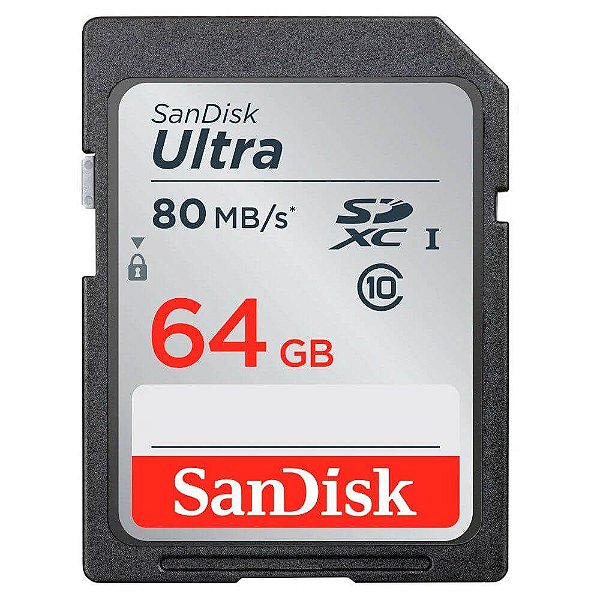 Cartão de Memória SanDisk SDXC Ultra 64GB 80 MB/s