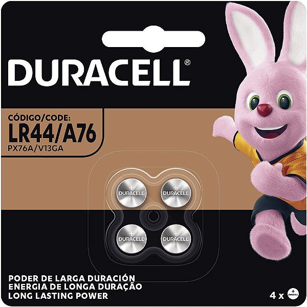 Bateria Duracell LR44 1.5v com 4 Unidades