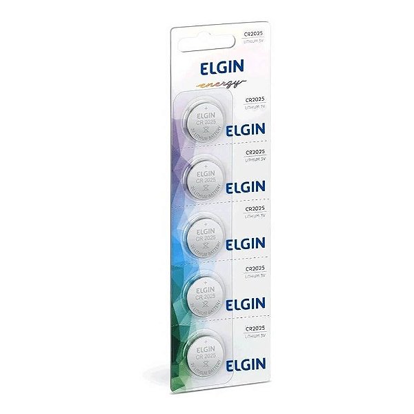 Bateria Elgin CR2025 3v com 5 Unidades