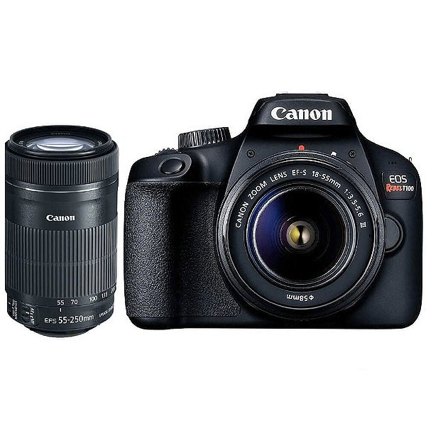 Câmera Canon EOS Rebel T100 Kit Premium com Lentes 18-55mm e 55-250mm