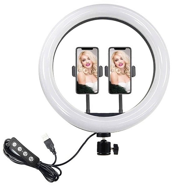 Iluminador Ring Light Greika CL-12 com 2 Suportes para Smartphone