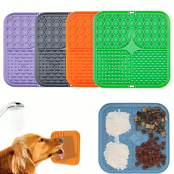 Tapete de Lamber para Cães e Gatos 15,5 cm – Comedouro Lento | Cores Sortidas