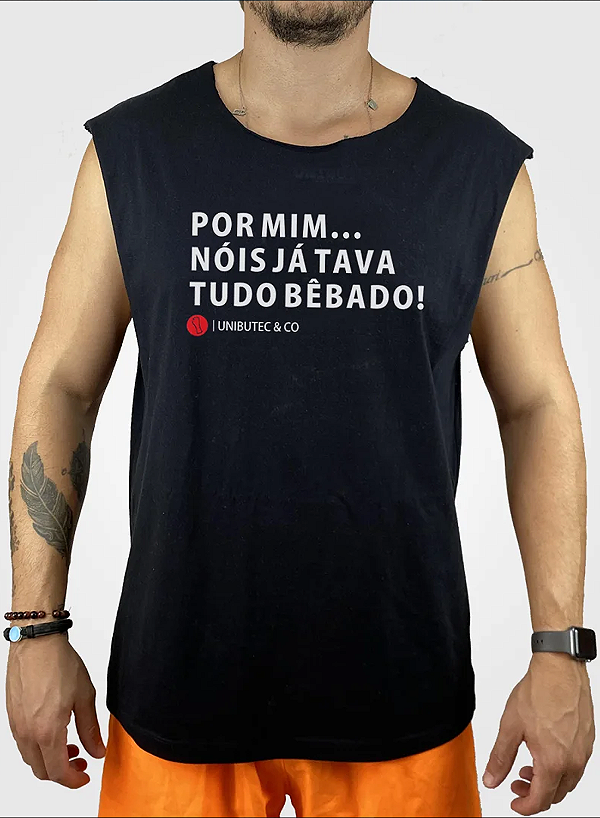Regata Unibutec Just Corte a Fio Tudo Bêbado Preta