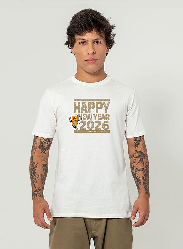 Camiseta Ano Novo Happy New Year 2026 Unibutec Off White