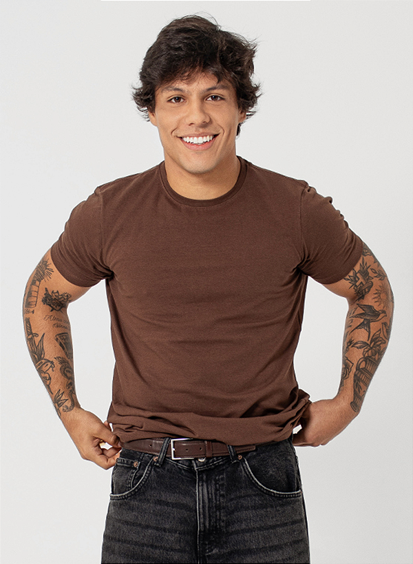 Camiseta Flex Slim Cotton Marrom Unibutec Algodão Com Elastano