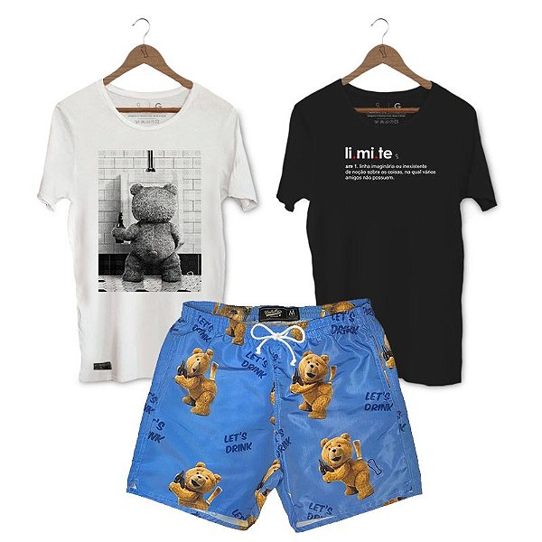 Kit Camisetas + Short Praia Unibutec - Ted + Limite