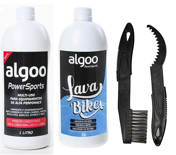 Kit Limpeza Bike Desengraxante + Shampoo Algoo + Escova