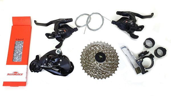 Kit Transmissão Bike Grupo Sunrace 24v Mtb 3x8v 6 Peças
