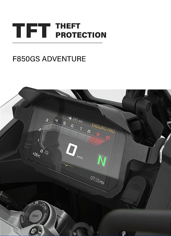 Proteção Anti Furto + Quebra Sol P/ tela TFT BMW F850GS Adv