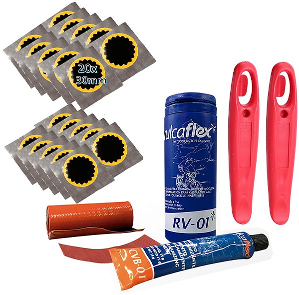 Kit Remendo Bike Reparo Câmara Ar + 20 Remendos  2 Espátulas