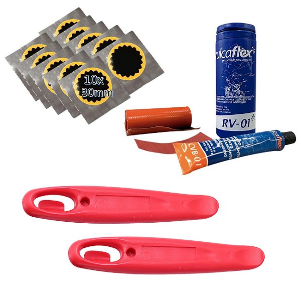 Kit Remendo Bike Reparo Câmara Ar + 10 Remendos  2 Espátulas