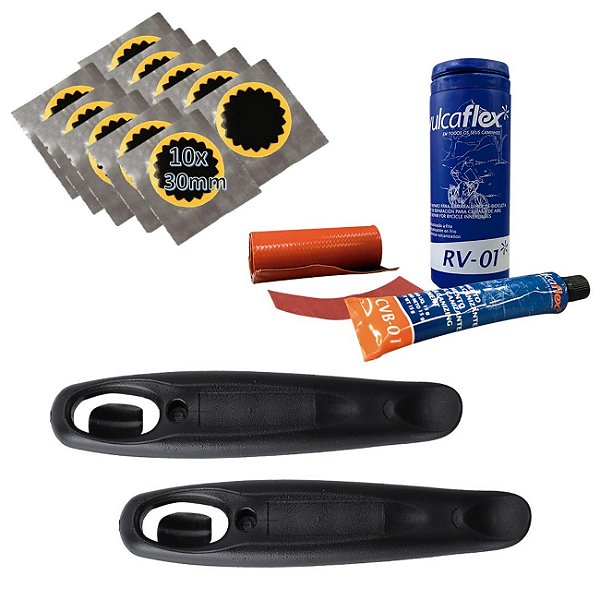 Kit Remendo Bike Reparo Câmara Ar + 10 Remendos + Espátulas