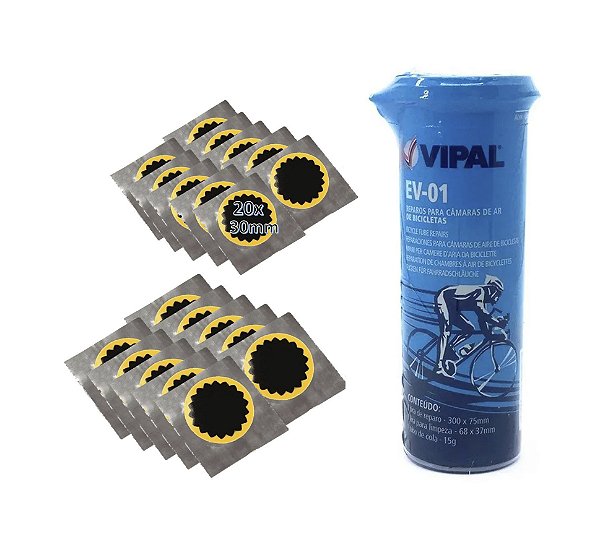 Kit Reparo Remendo Câmara Ar Bike + 20 Remendos Estrela