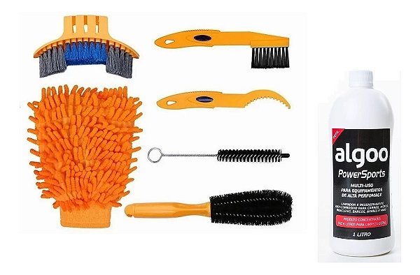 Kit De Limpeza De Bicicleta 6 Peças + Desengraxante 1 Litro