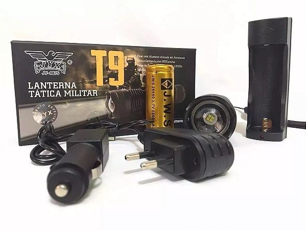 Lanterna Tática Militar Jy8875 Super Led T9 + Forte Que X900