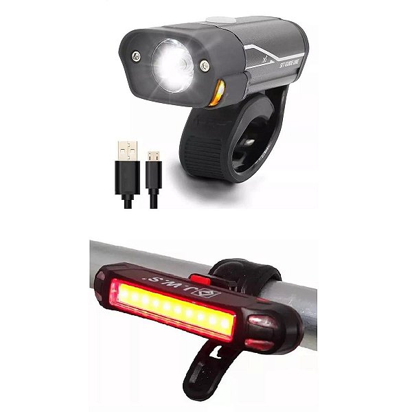 Farol Bike Led L2 JY263 + Lanterna traseira Recarregável Usb