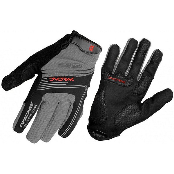 Luva Ciclismo Dedo Longo Gel DVORAK DK3920 Preto Vermelho