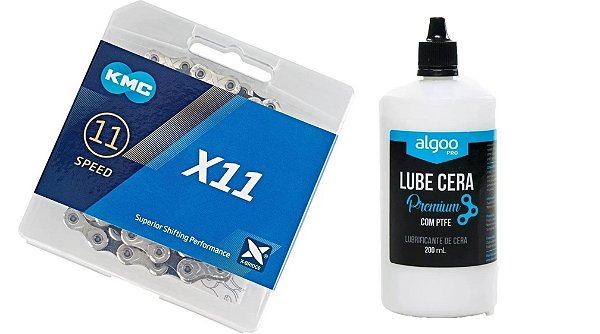 Corrente Kmc X11 Silver 11v 116links e Algoo Cera Ptfe 200ml