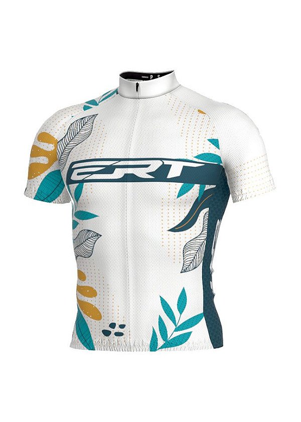 Camisa Ciclismo Ert Classic Manga Curta Floral Branca Bike