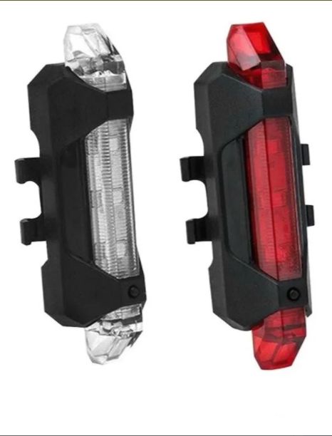 Kit 2 Lanterna Farol Sinalizador Recarregável Usb Bike Led