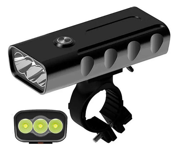 Farol Bike Recarregável Usb Lanterna Led Power Bank Alumínio