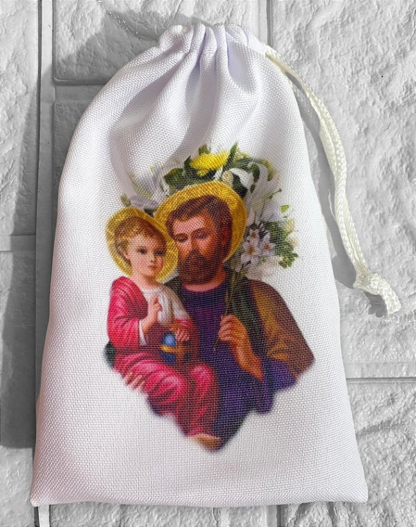 Saquinhos - sacolinhas em tecido  Estampa de São  José -  Tamanho 10x 15   -  20 unidades