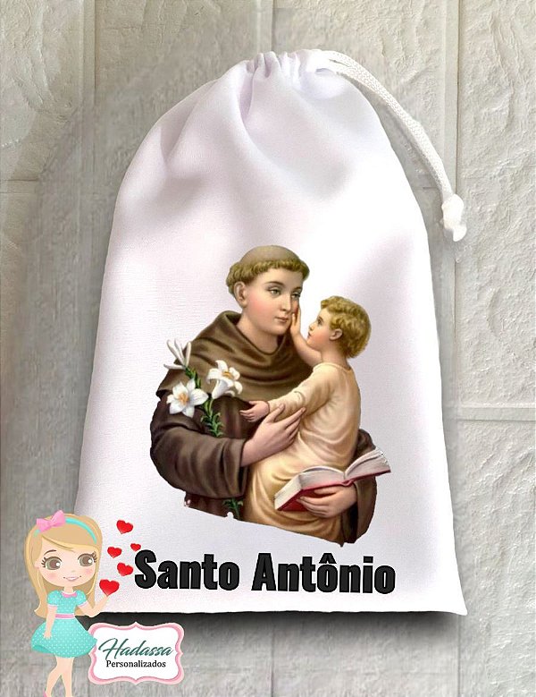 Saquinhos - sacolinhas em tecido  Estampa de Santo Antonio  -  Tamanho 10 x 15 -  20 unidades
