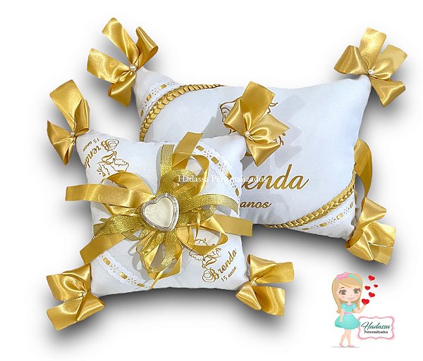 Almofada de sapato e Anel de Debutante -  KIt em Tecido CETIM